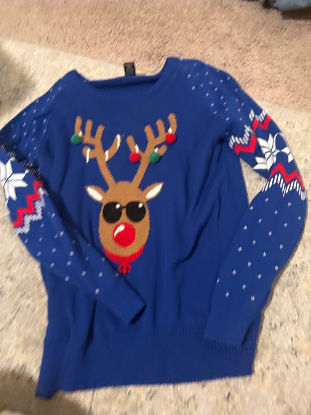 Women’s Blue Holiday Reindeer Sweater